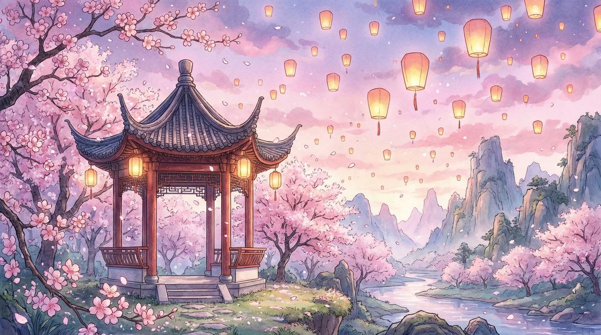 精神小妹动漫-古风花园国风水墨动漫演示